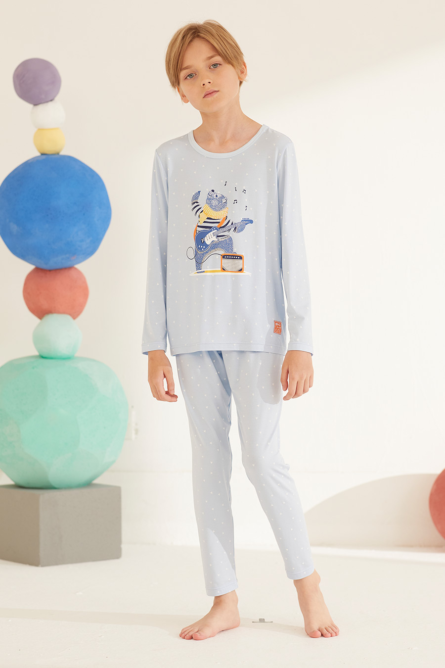 SCHIESSER 2023 F/W Boy's Modal Cool Sense Bear Printed Homewear Sleepwear Set
