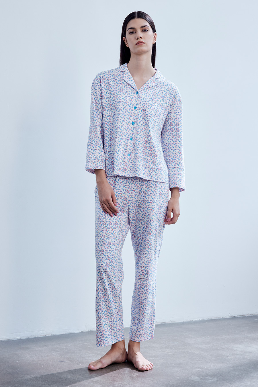 SCHIESSER 2023 F/W Ladies' Pure Cotton Skin-Friendly Lapel Printed Homewear Sleepwear Set