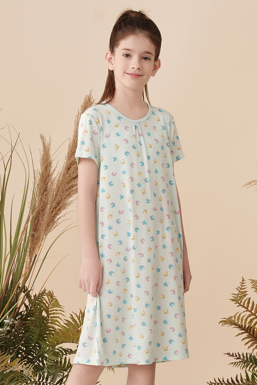 SCHIESSER 2024 S/S Girl's Modal Dinosaur Printed Homewear Night Dress
