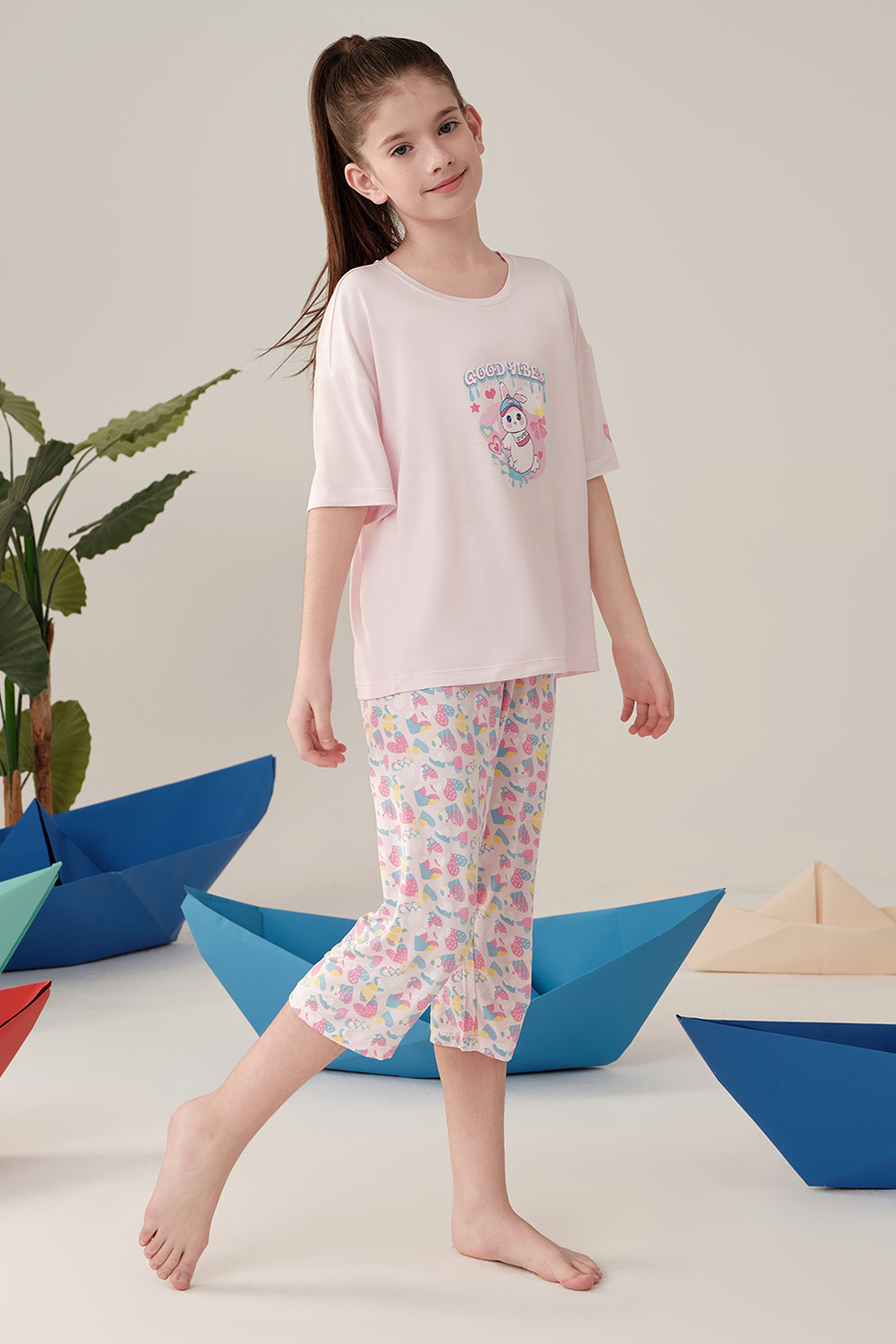 SCHIESSER 2024 S/S Girl's Modal Rabbit Printed Homewear Set