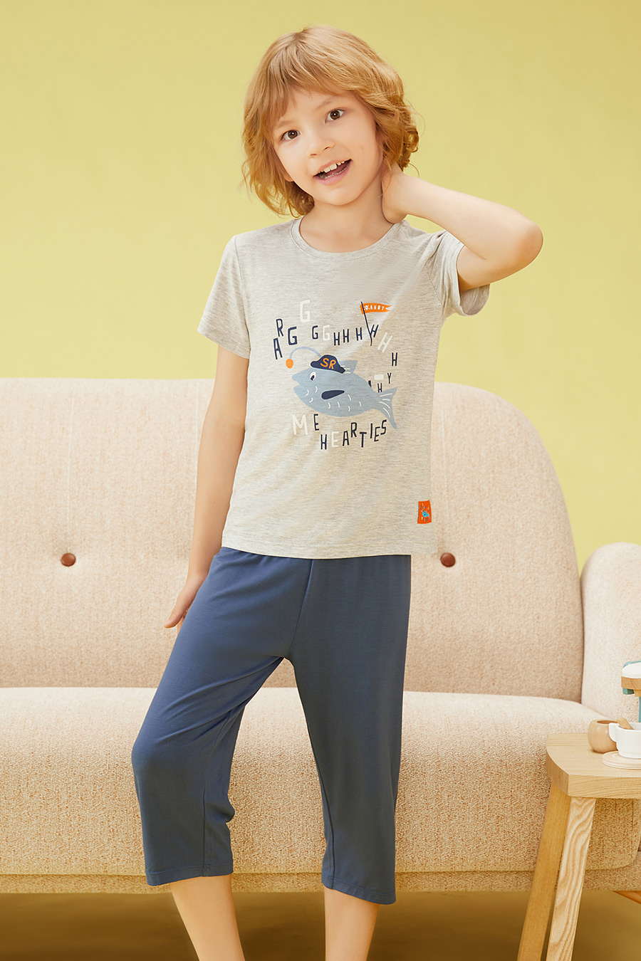 SCHIESSER/舒雅童装2021新品女童莫代尔七分袖家居套装3F/18207H