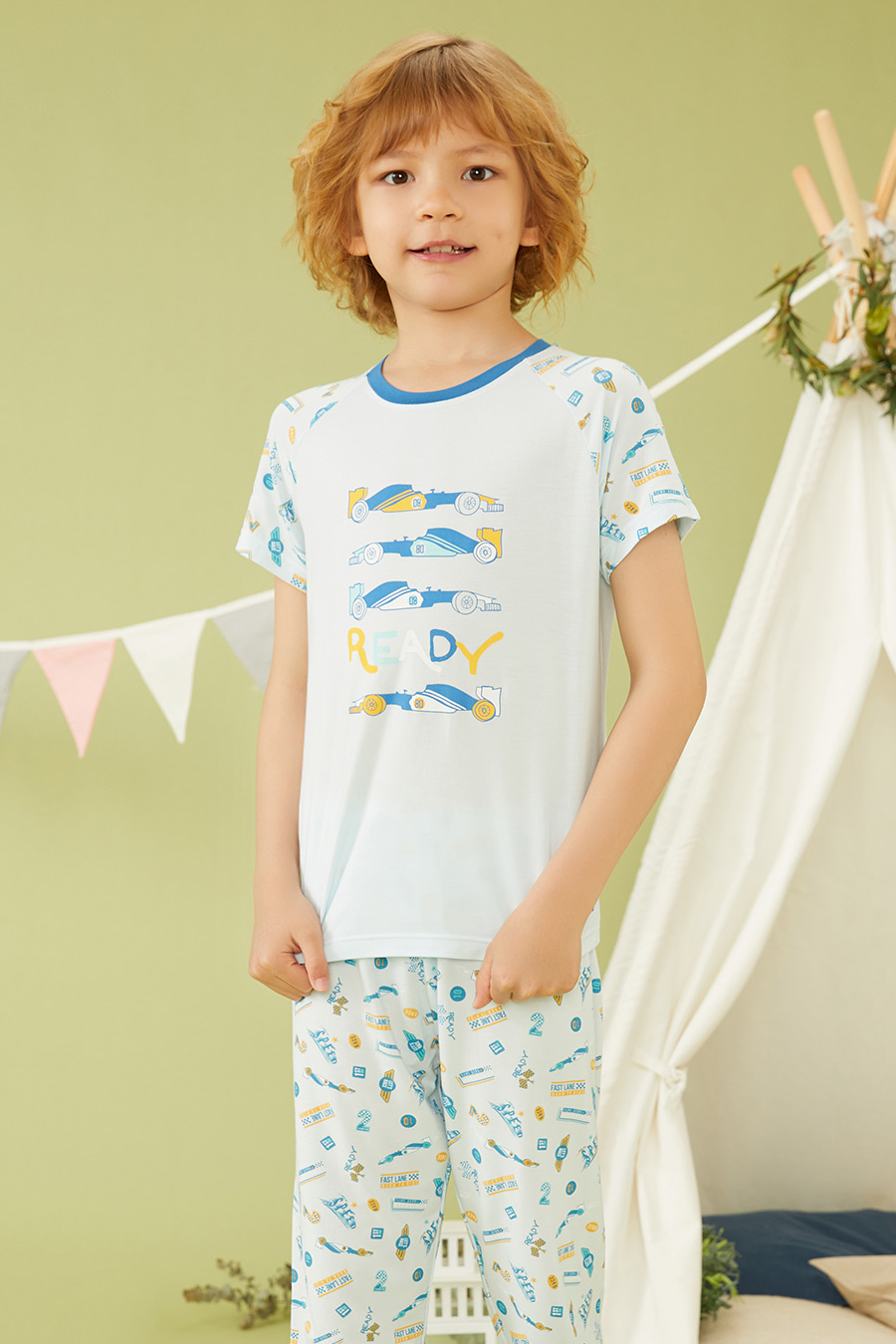 SCHIESSER/舒雅童装2021夏季新品男女童莫代尔印花短袖家居套装