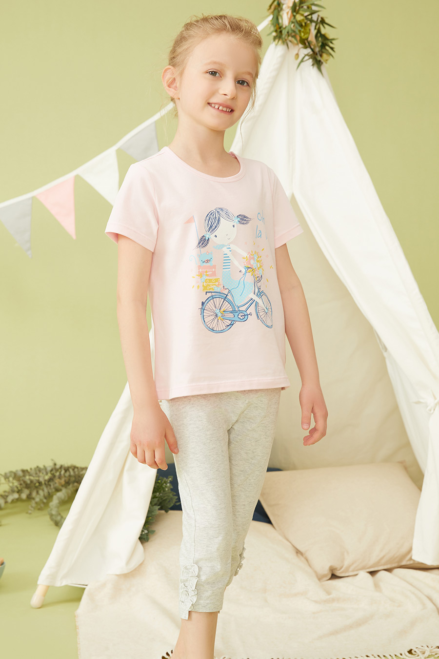 SCHIESSER/舒雅童装21夏季新品男女童抗菌抑菌印花可外穿家居套装