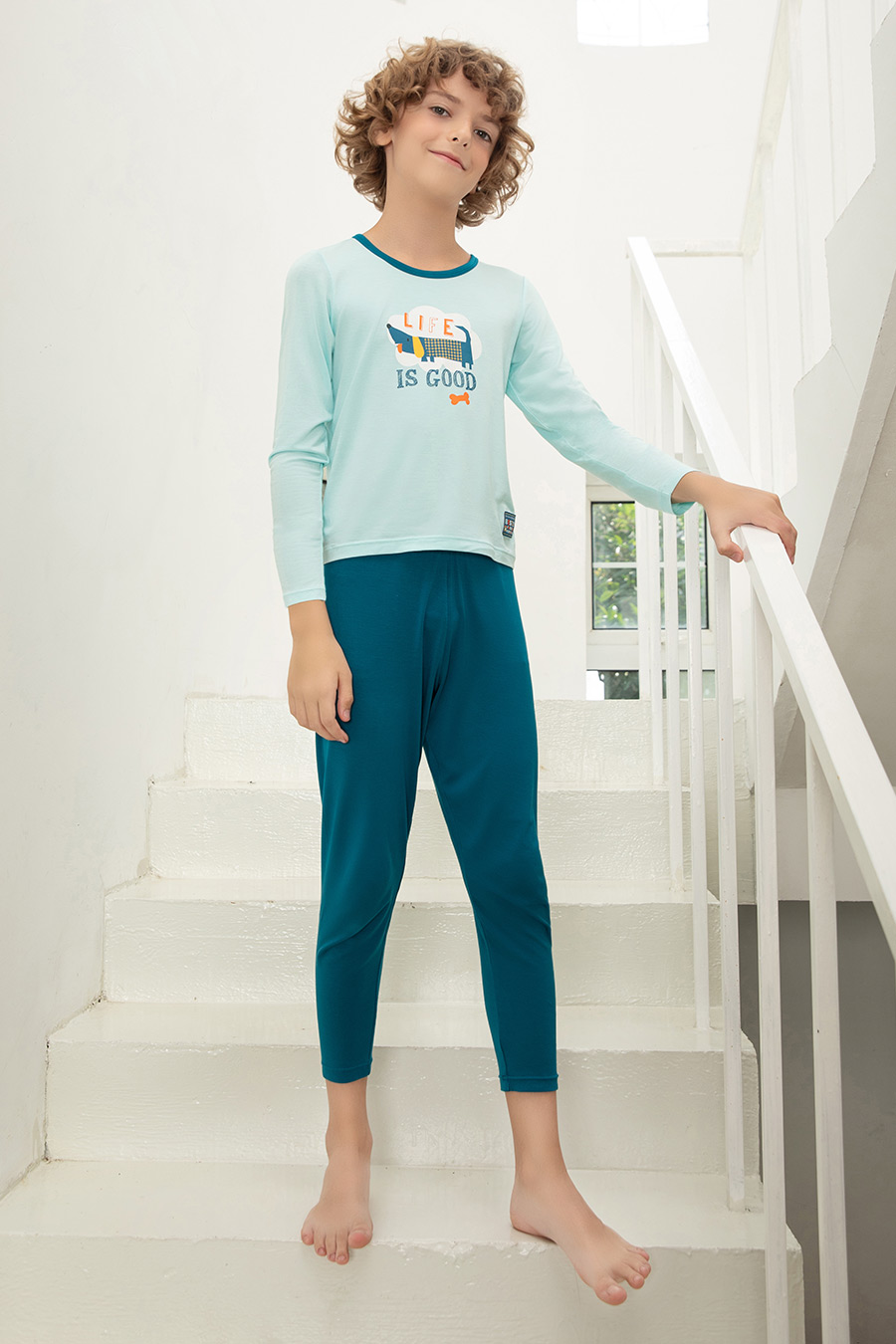 SCHIESSER/舒雅童装21年秋冬新品男童莫代尔长袖家居服套装18583H