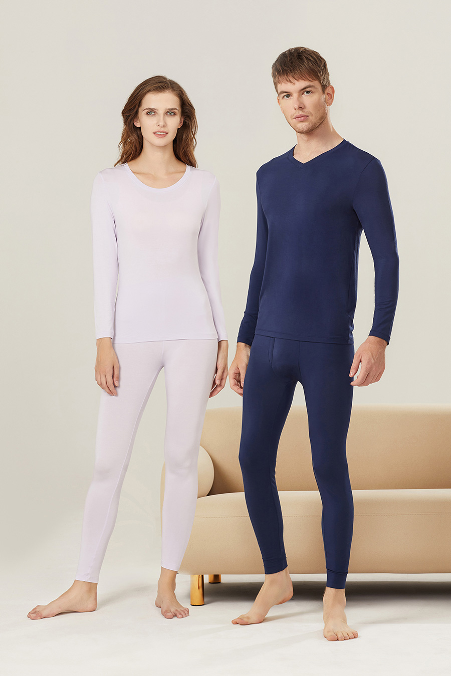 SCHIESSER/舒雅21年秋冬新品男女情侣50S莫代尔秋衣秋裤保暖套装
