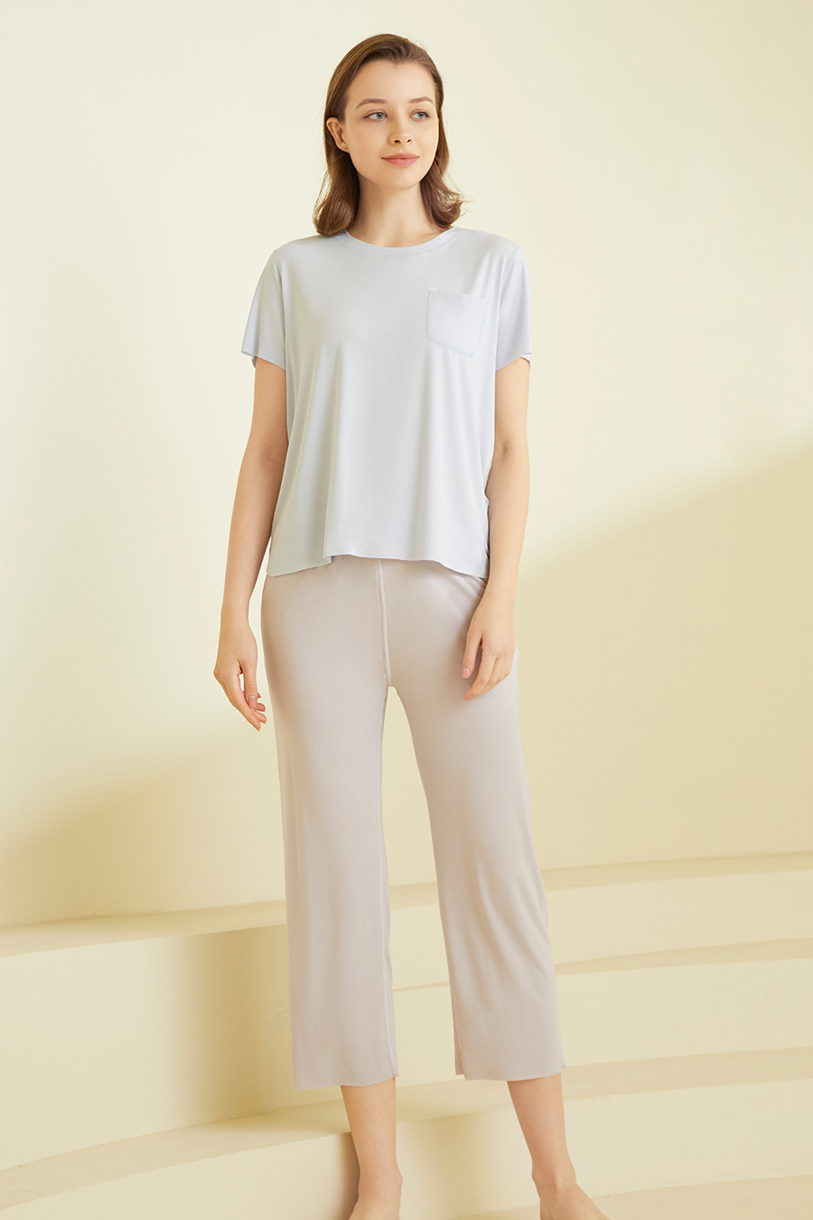 SCHIESSER/舒雅22年春夏新品莫代尔随型裁无痕女家居服套装19678H