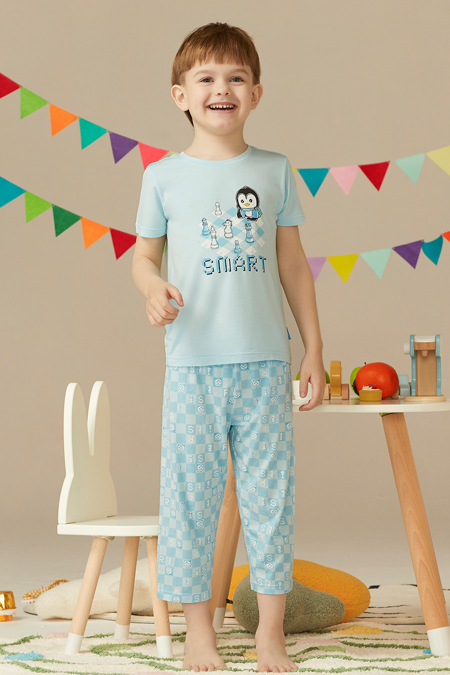SCHIESSER/舒雅童装22年春夏新品男童莫代尔印花家居服套装19561H