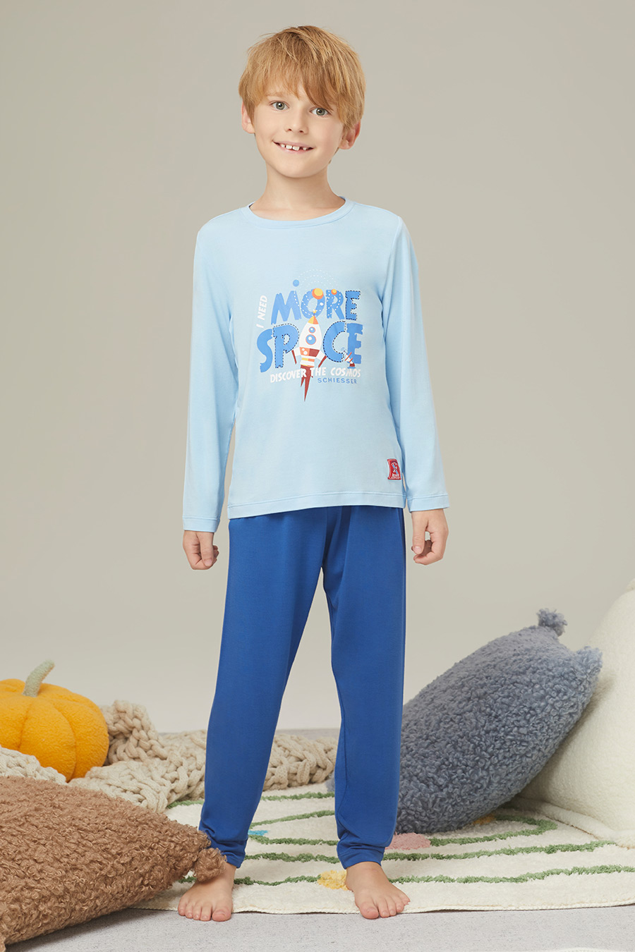 SCHIESSER舒雅童装22年秋季新品男童莫代尔印花家居服套装20236H