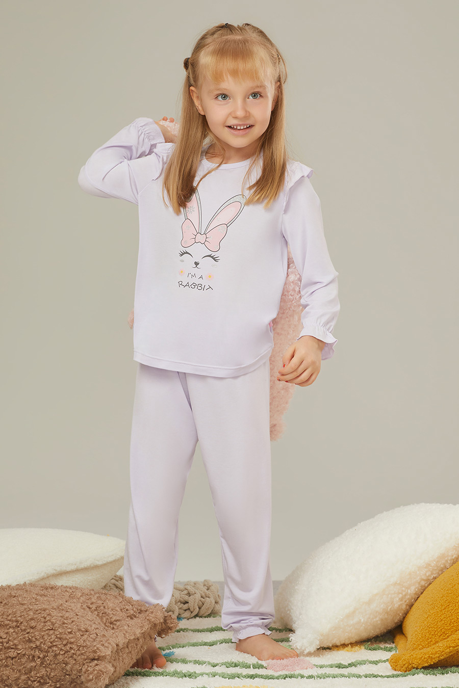SCHIESSER舒雅童装22年秋季新品女童莫代尔印花家居服套装20288H