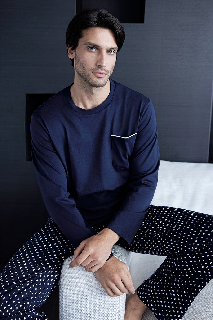 SCHIESSER舒雅23秋新品男士纯棉双面布睡衣长袖家居服套装21670H