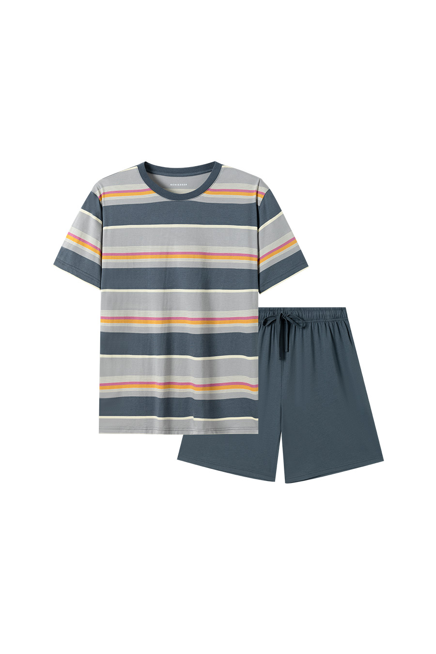 SCHIESSER舒雅24年早春新品男士棉莫代尔条纹睡衣家居服套装22574