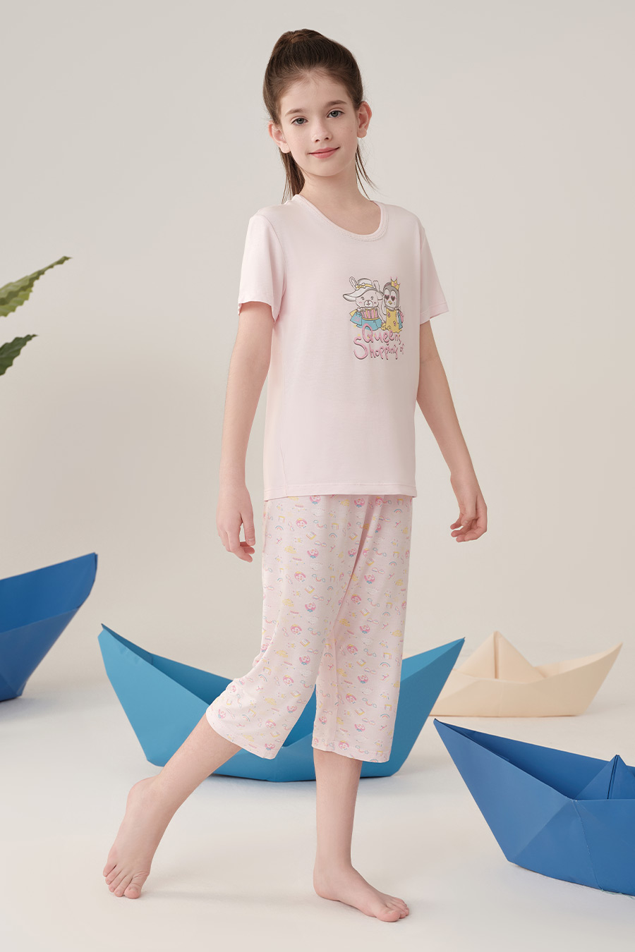 SCHIESSER舒雅童装24年早春新品女童莫代尔企鹅超人睡衣家居套装