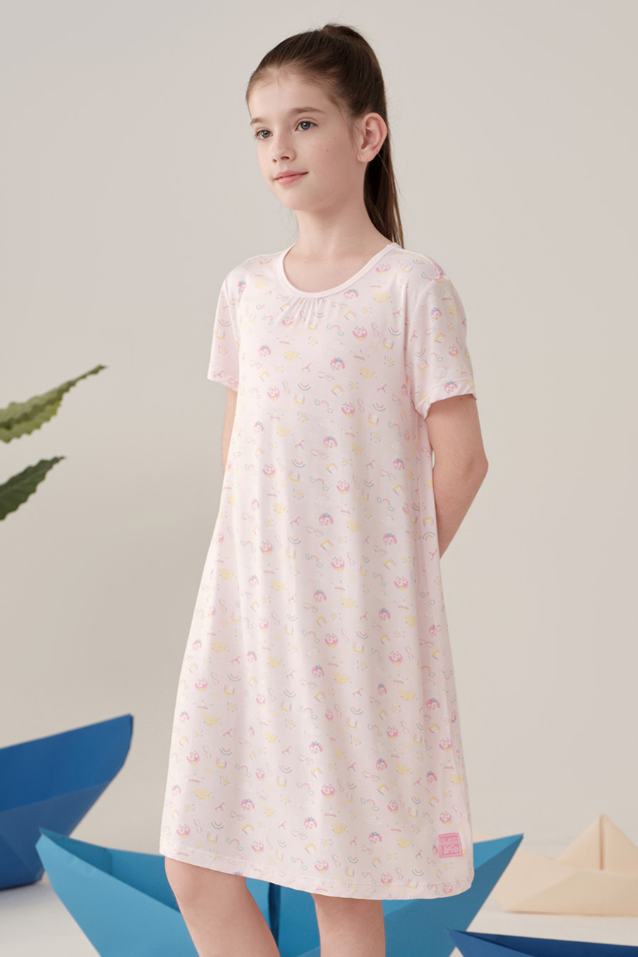 SCHIESSER舒雅童装24年早春新品女童莫代尔企鹅超人印花家居睡裙