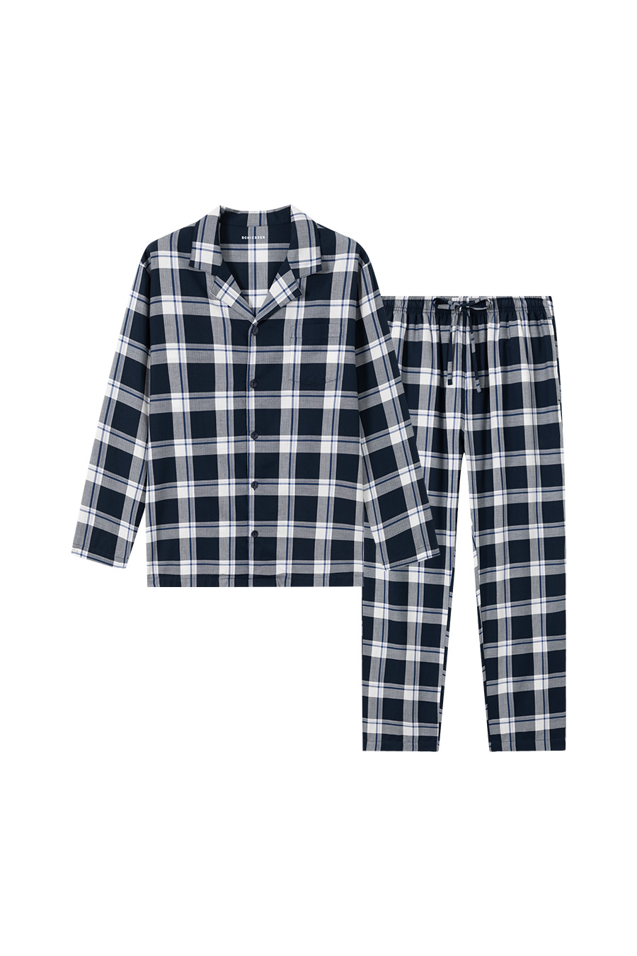 SCHIESSER舒雅24年早春新品男士纯棉梭织翻领睡衣家居服套装22438