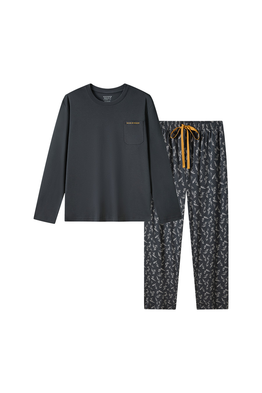 SCHIESSER舒雅25早秋新品男士纯棉双面布圆领加大码睡衣家居套装