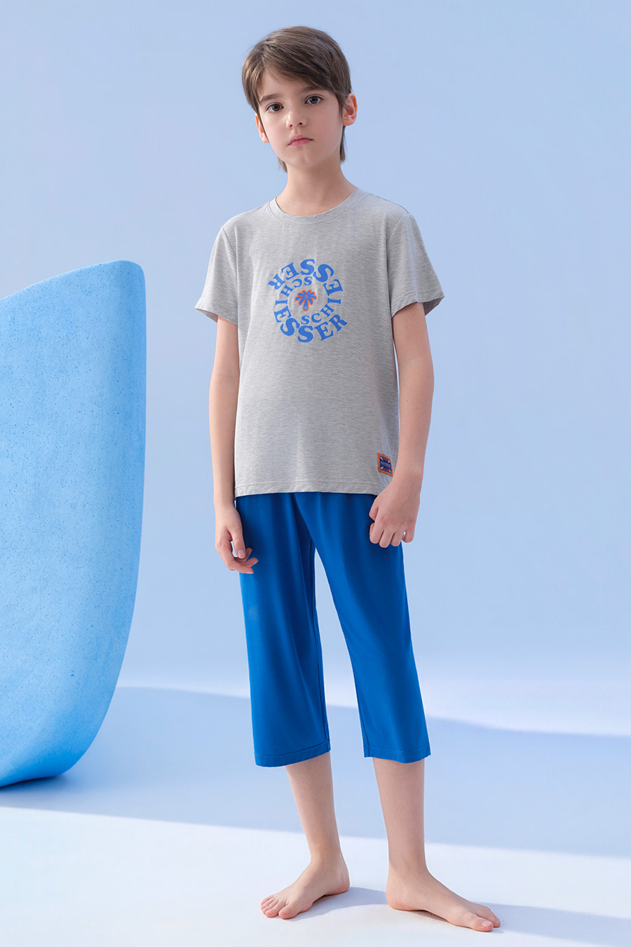 SCHIESSER舒雅26年早春新品中大童男童莫代尔夏日度假家居服套装