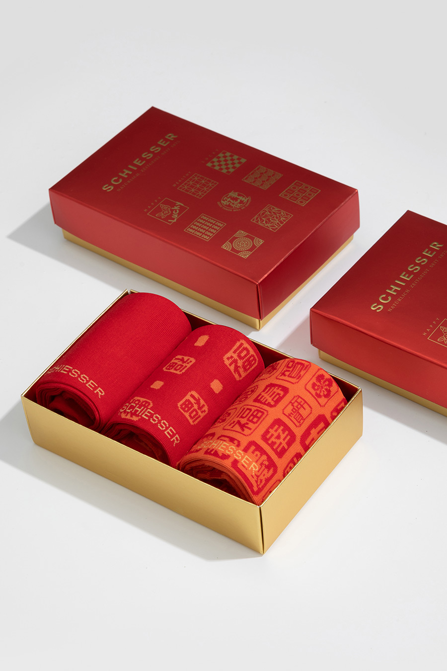 SCHIESSER舒雅25早秋新品女士3A抗菌鴻運新年紅品中筒襪福氣滿滿