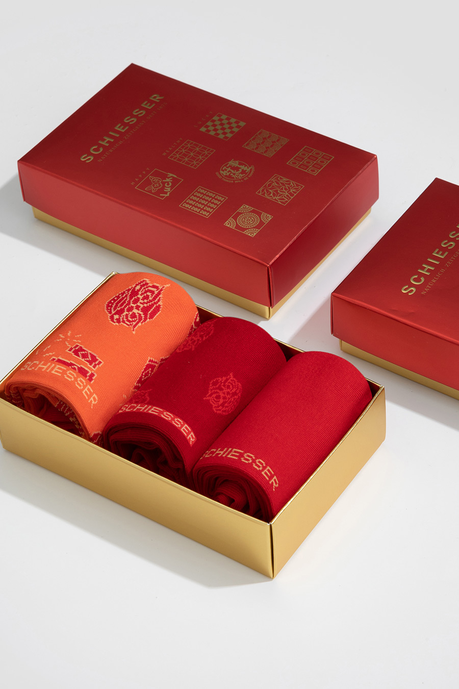 SCHIESSER舒雅25早秋新品女士3A抗菌鴻運新年紅品中筒襪如意吉祥