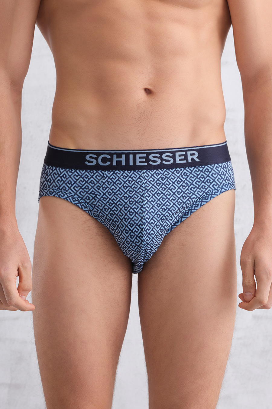 2條裝SCHIESSER舒雅26年早春新品男士棉莫代爾幾何紋大碼三角內褲